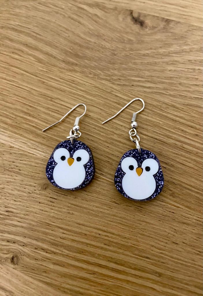 Pingüinitos Pop: pendientes cuquis de metacrilato
