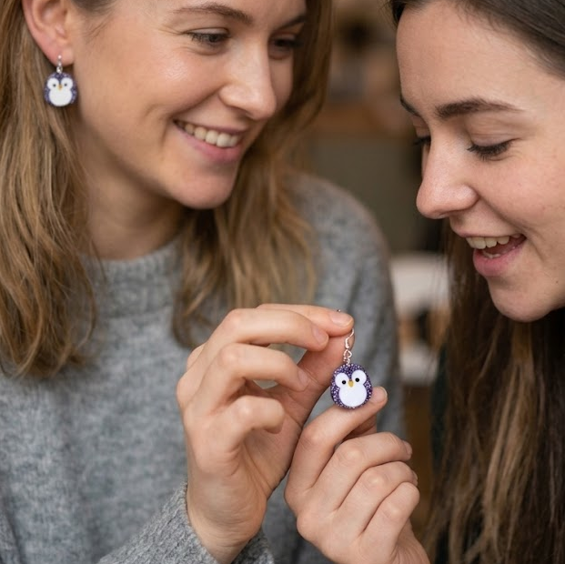 Pingüinitos Pop: pendientes cuquis de metacrilato